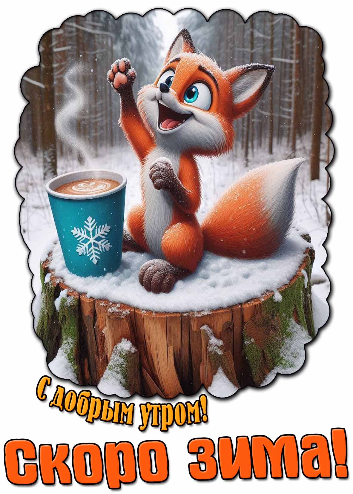 Открытка "С добрым утром! Скоро зима!"