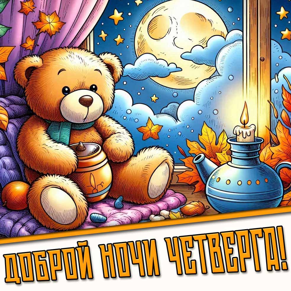 Доброй ночи четверга! - детская осенняя открытка