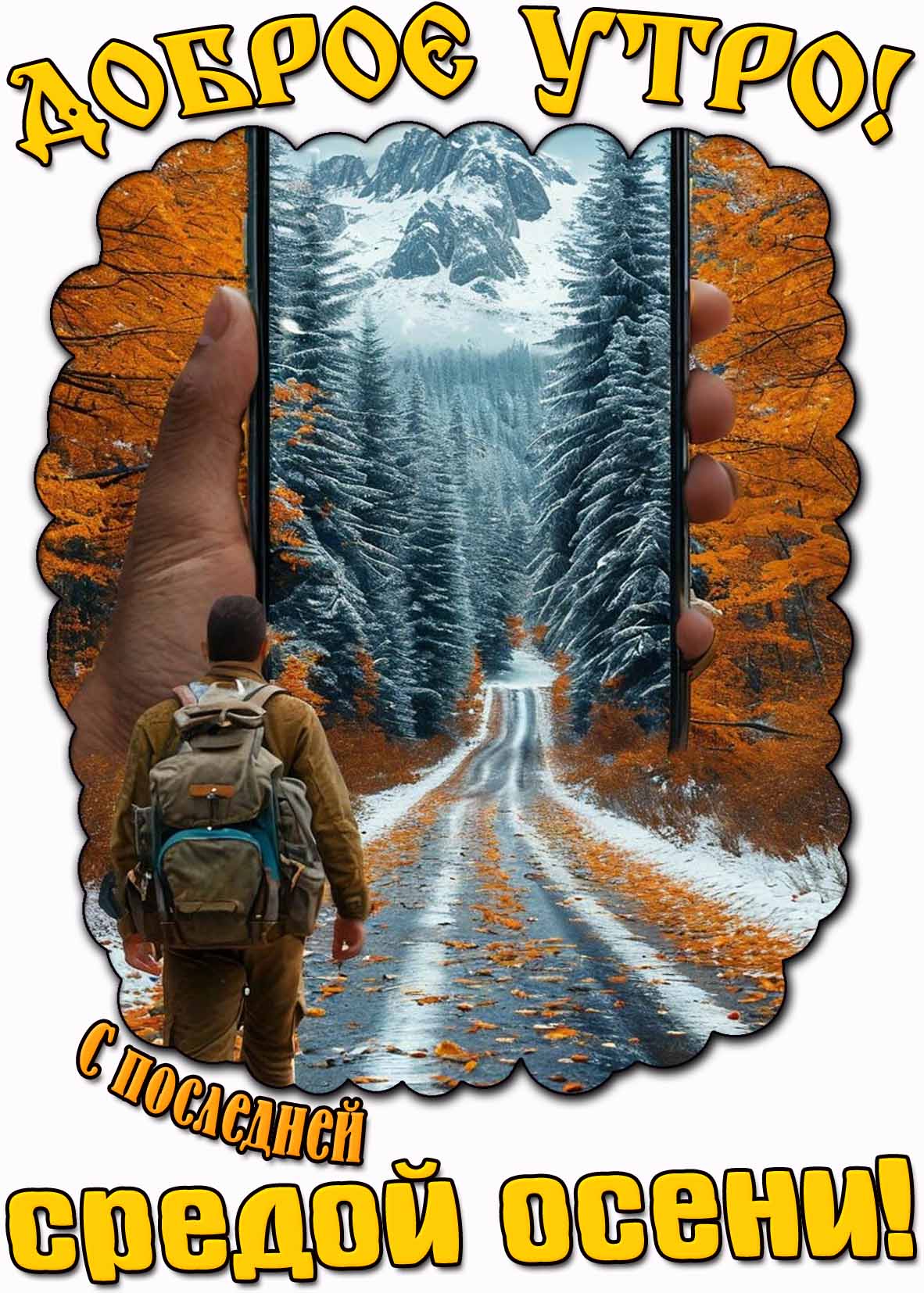 Открытка "Доброе утро! С последней средой осени!"