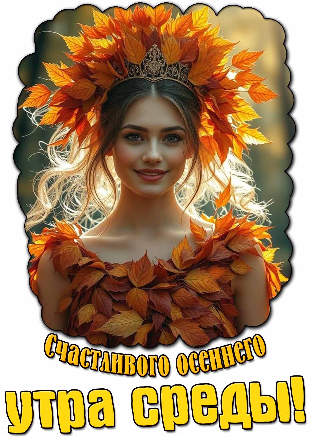 Открытка счастливого осеннего утра среды