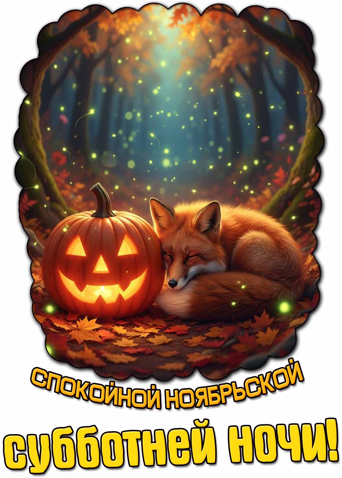 Открытка спокойной ноябрьской субботней ночи