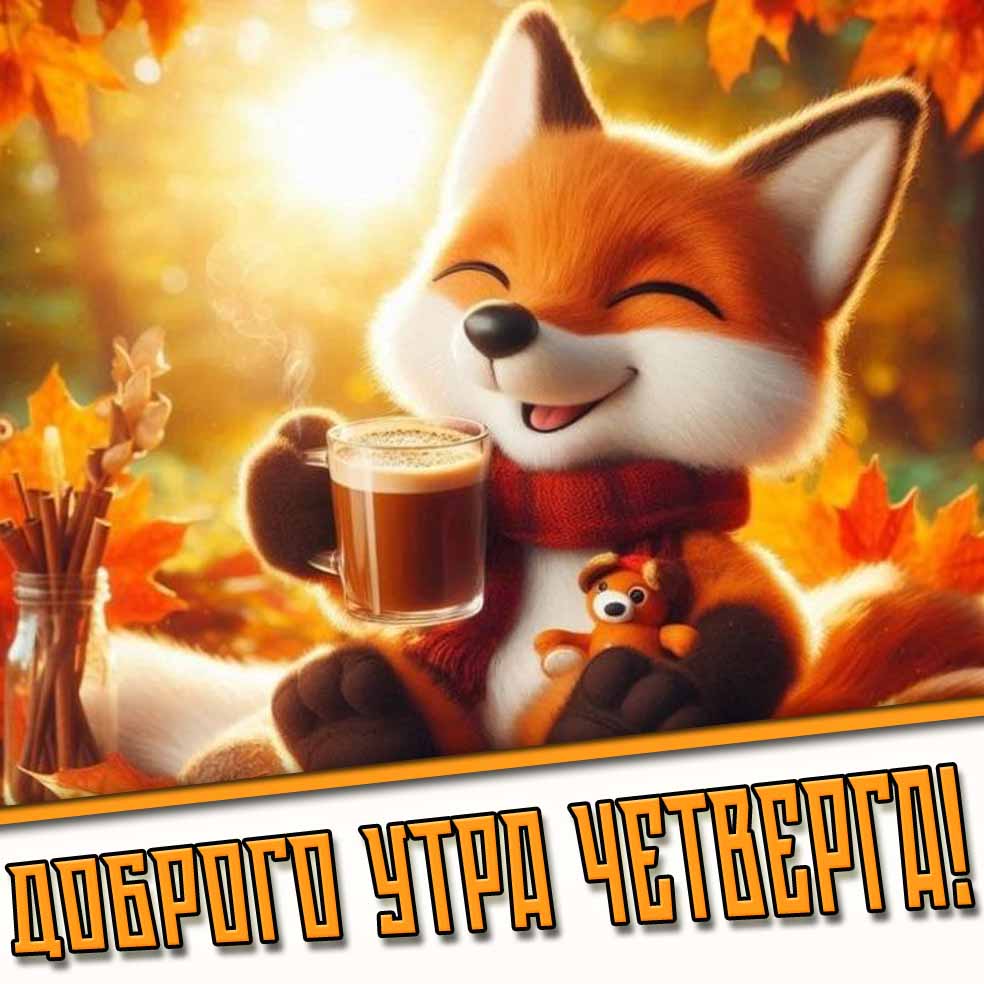 Доброго утра четверга! - прикольная открытка с лисичкой
