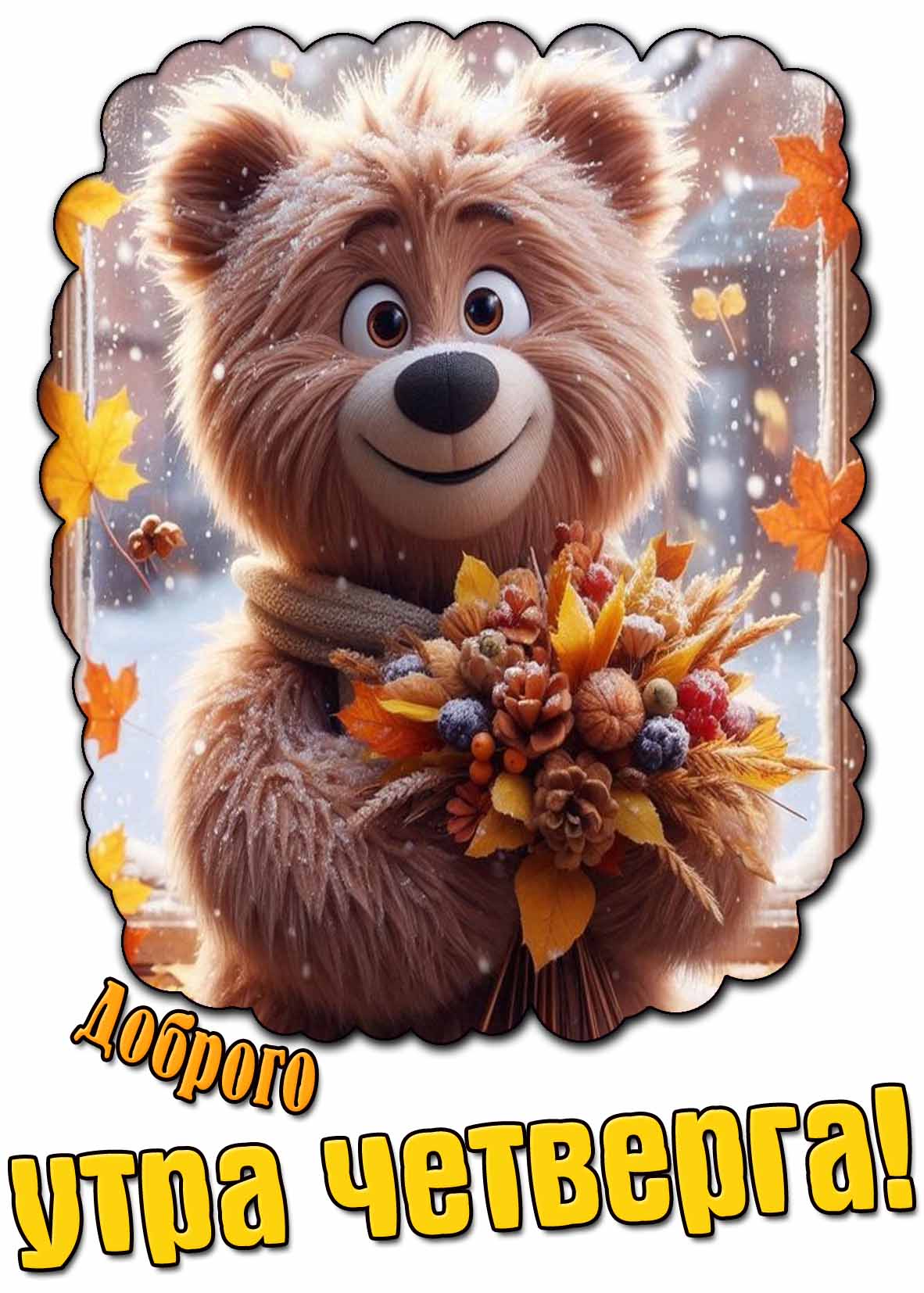 Осенне-зимняя открытка доброго утра четверга