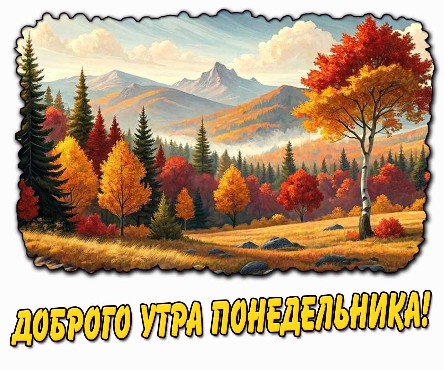 Доброго утра понедельника! - открытка с осенней природой