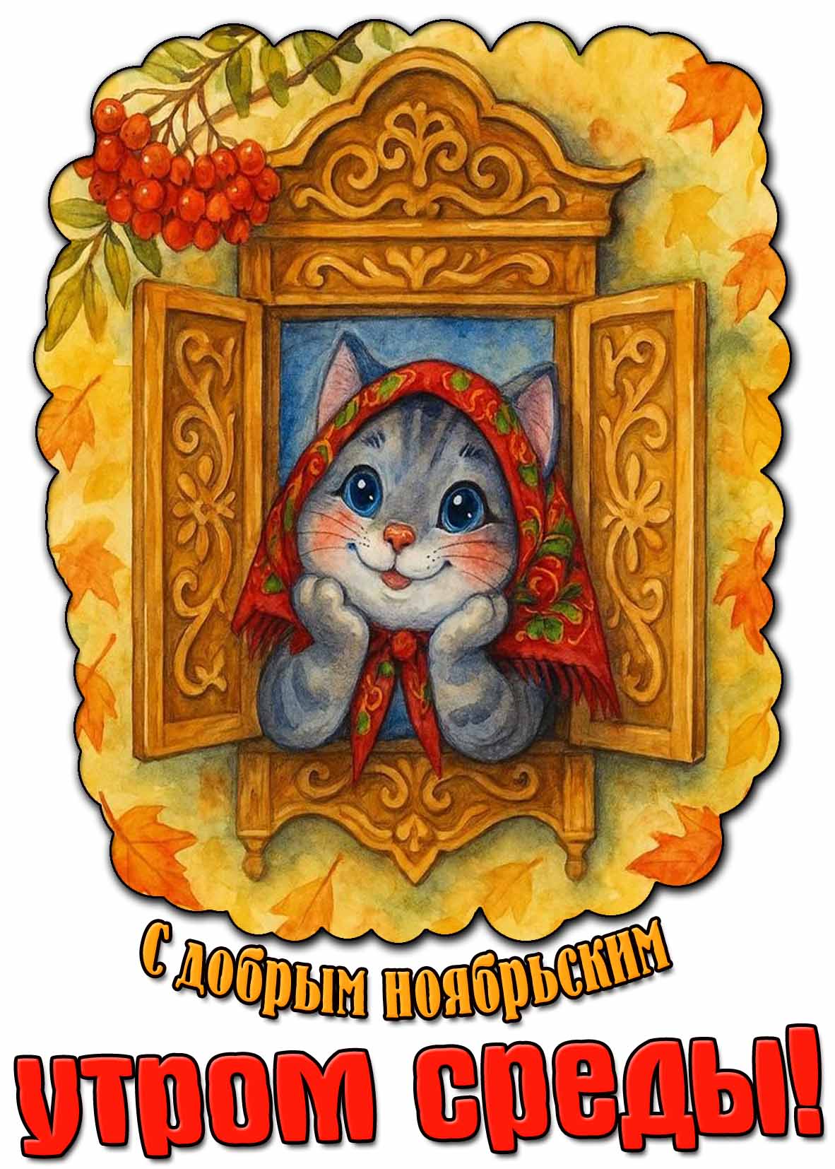 Открытка с добрым ноябрьским утром среды