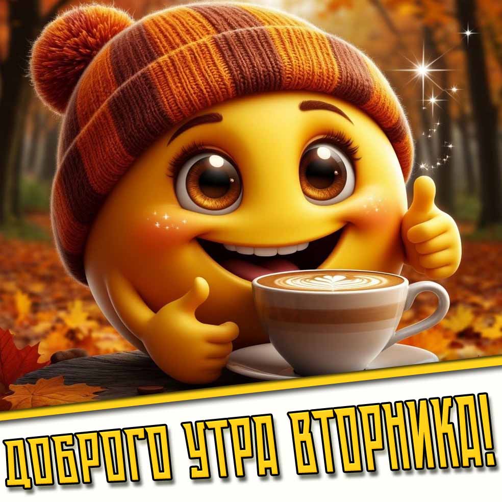 Доброго утра вторника! - позитивная осенняя открытка