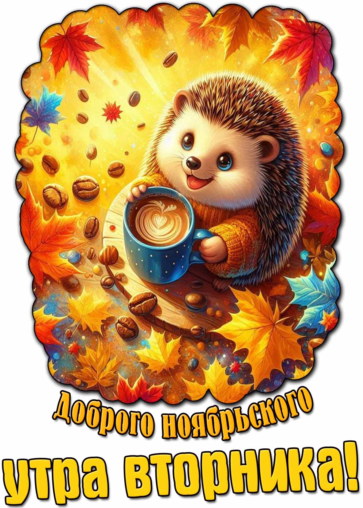 Открытка доброго ноябрьского утра вторника