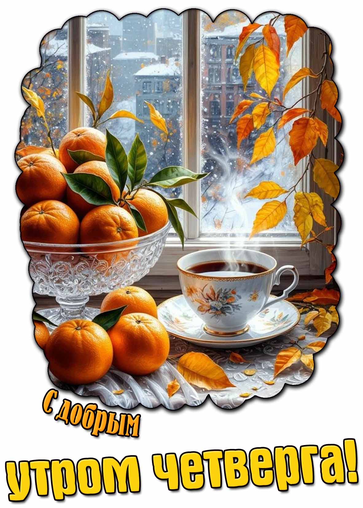 С добрым утром четверга! - осенне-зимняя открытка