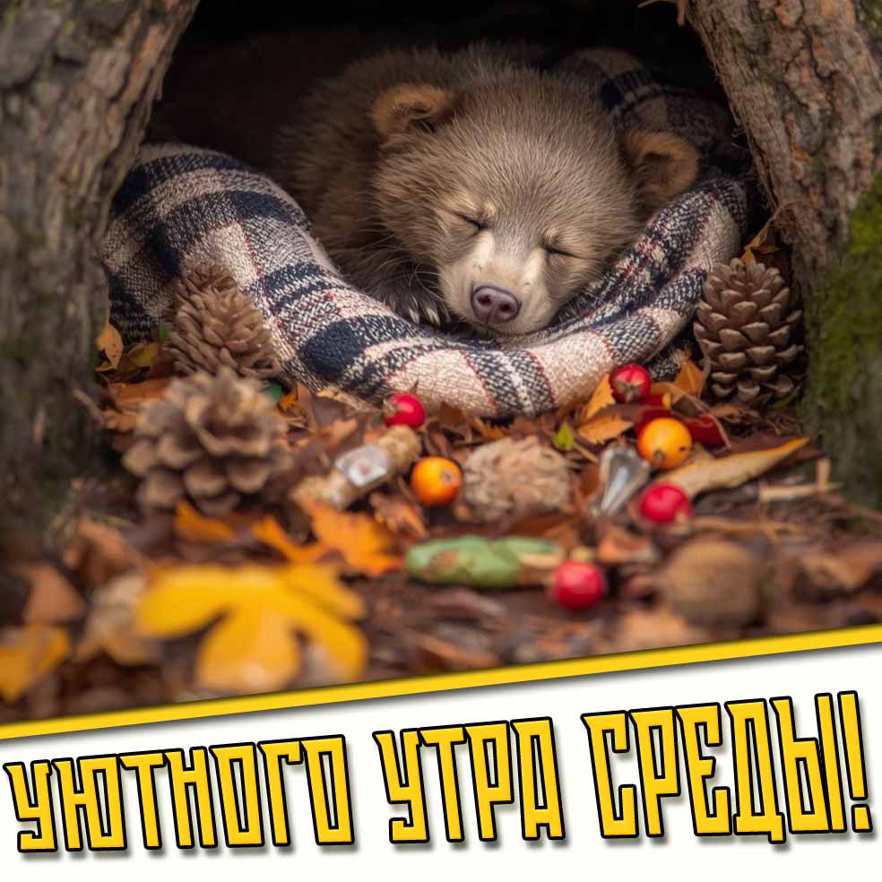 Уютного утра среды! - осенняя открытка