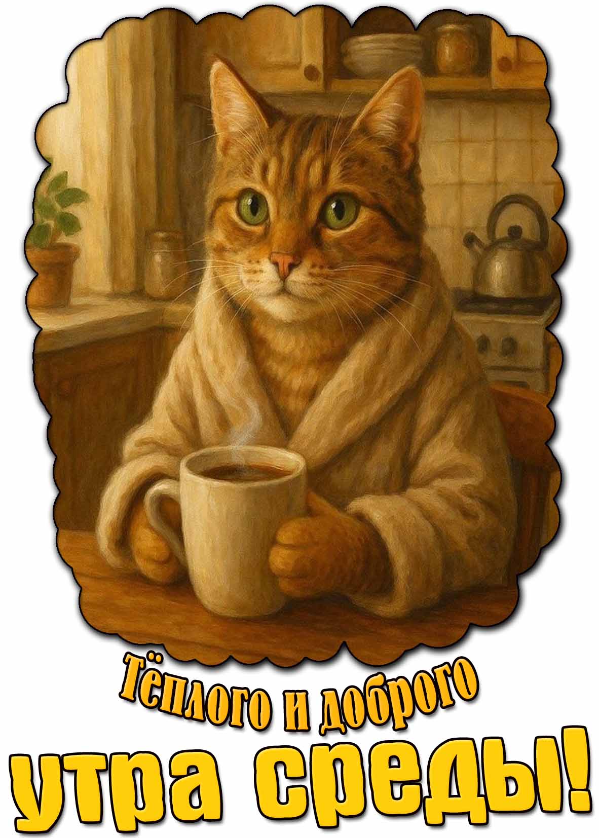 Тёплого и доброго утра среды! - картинка с котом