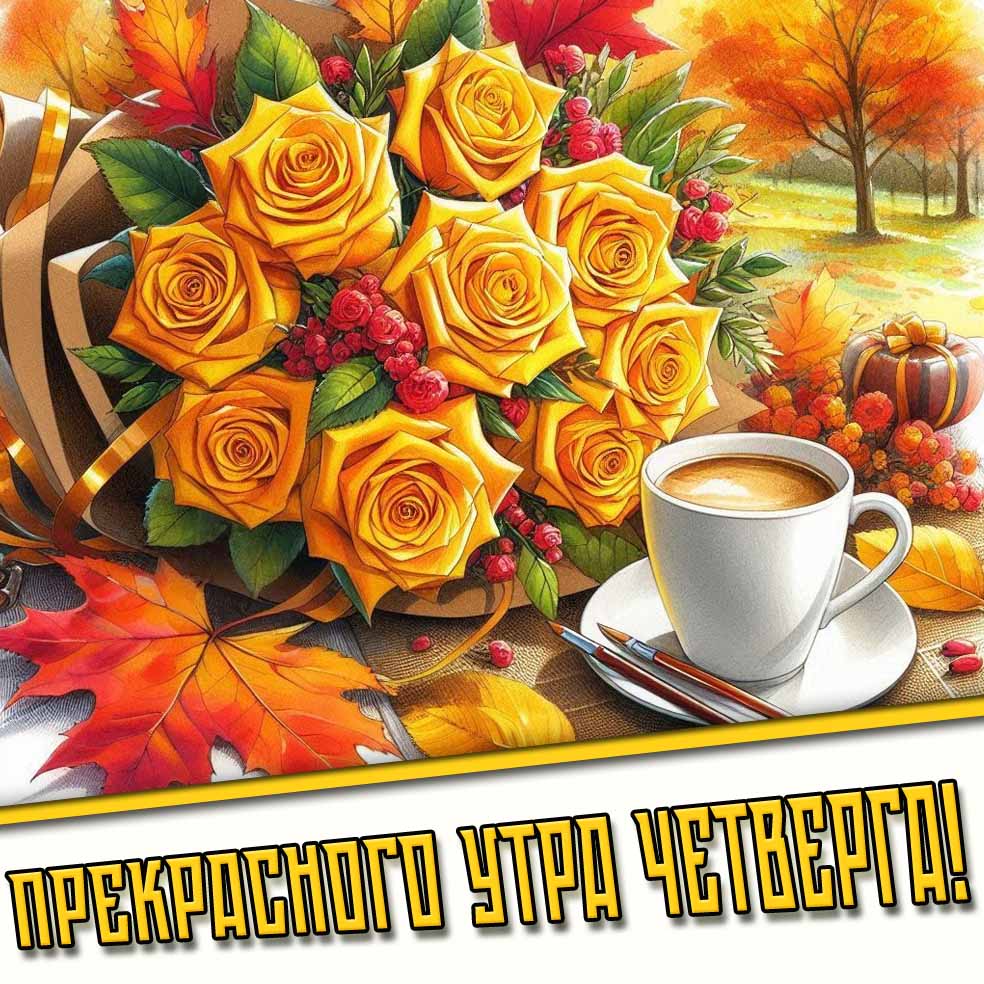 Прекрасного утра четверга! - осенняя картинка с розами