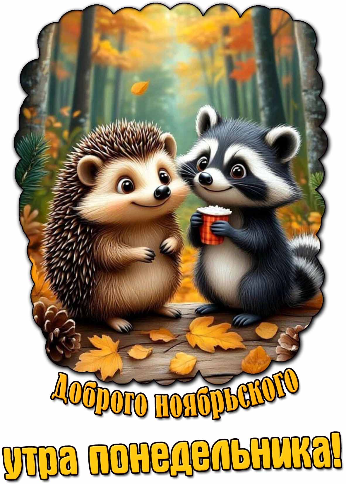 Открытка доброго ноябрьского утра понедельника