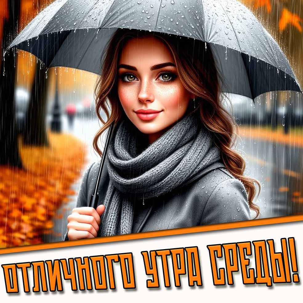 Отличного утра среды! - дождливая осенняя картинка