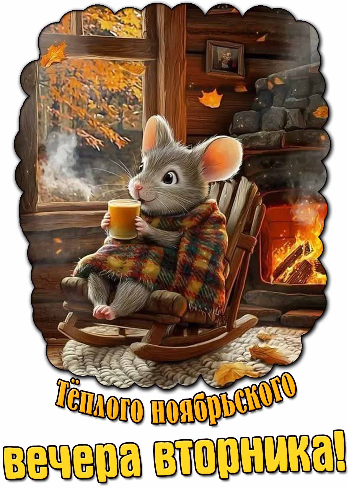 Картинка тёплого ноябрьского вечера вторника