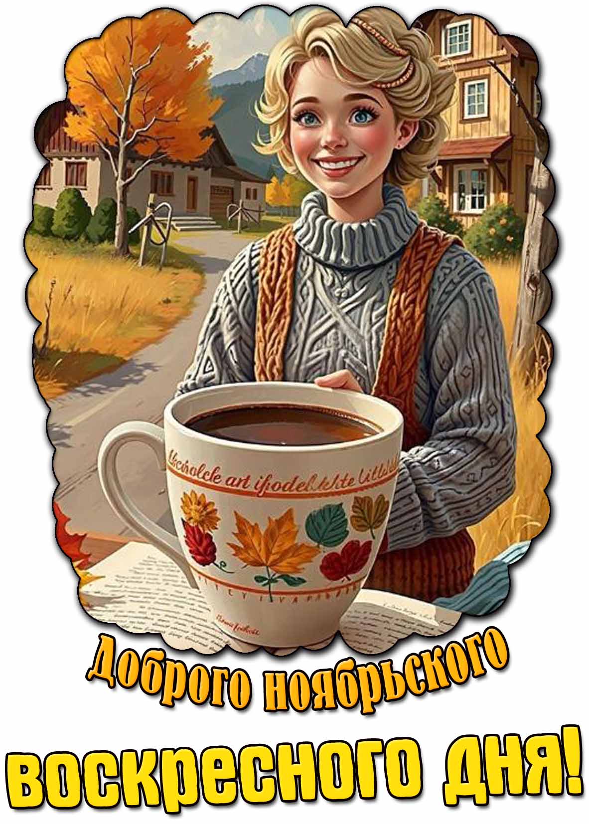 Открытка доброго ноябрьского воскресного дня