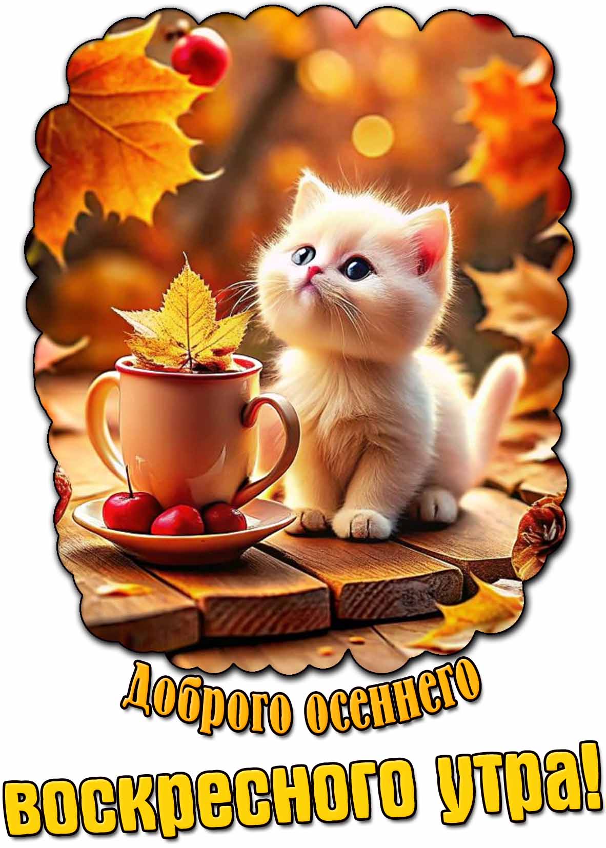 Доброго осеннего воскресного утра! - красивая открытка