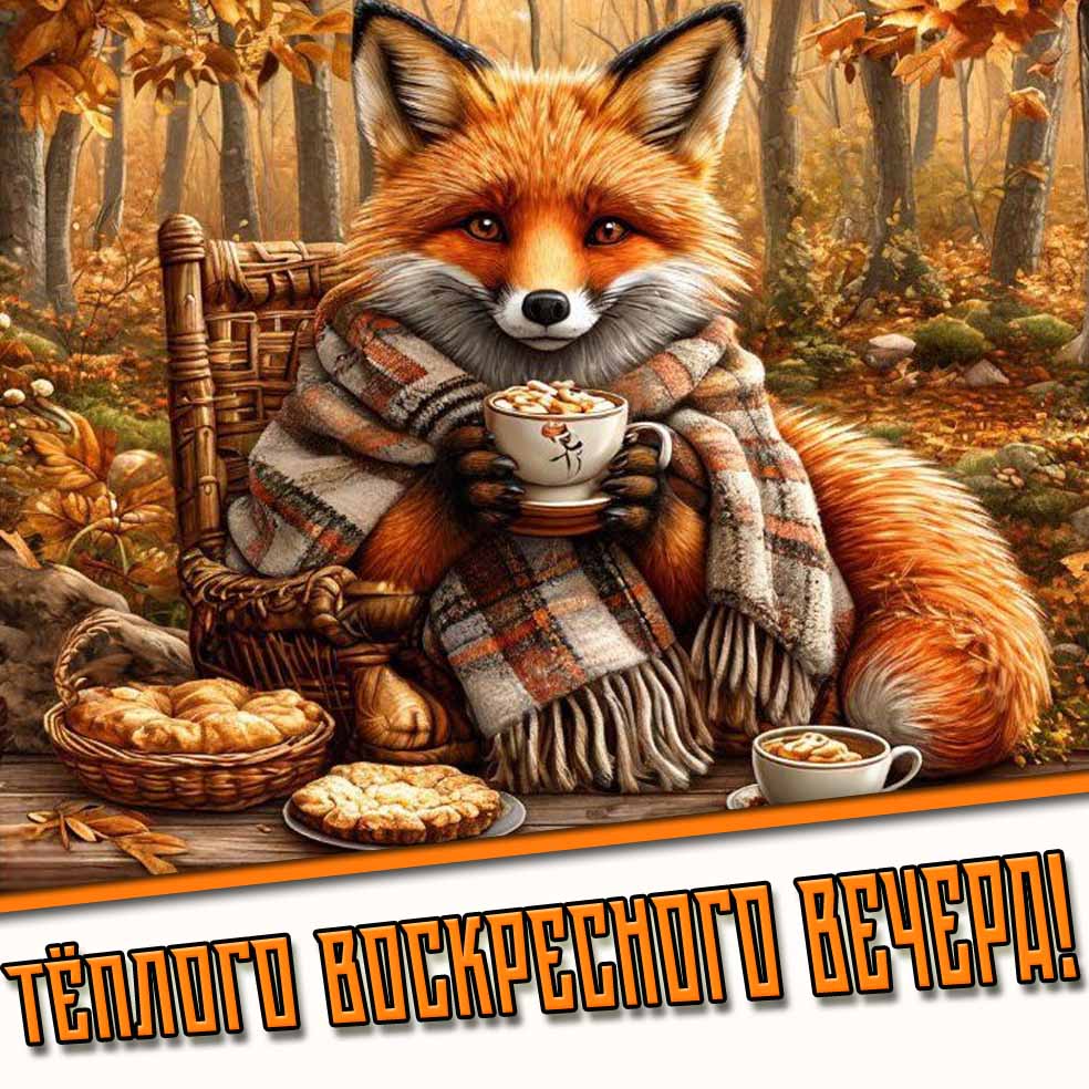 Тёплого воскресного вечера! - осенняя картинка с лисой