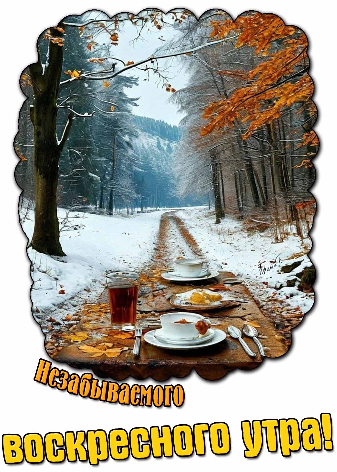 Осенне-зимняя картинка "Незабываемого воскресного утра!"