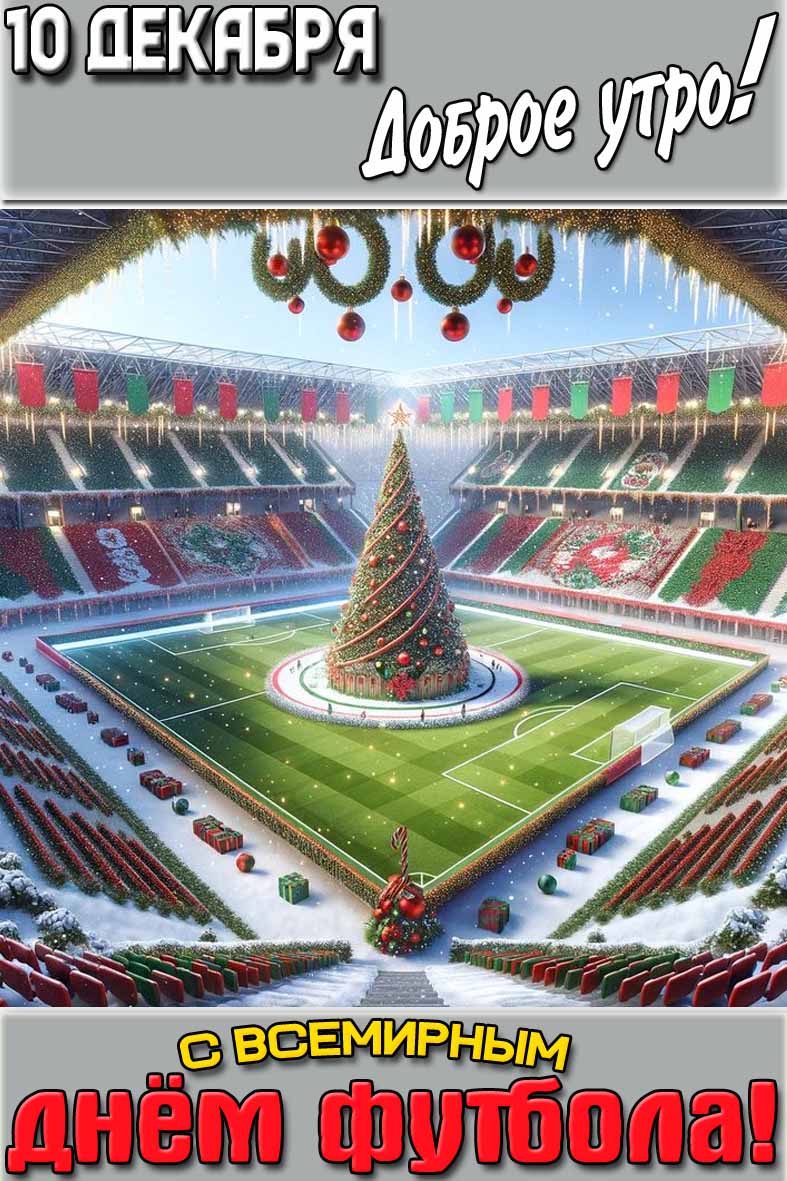 Открытка "10 декабря доброе утро! С Всемирным днём футбола!"