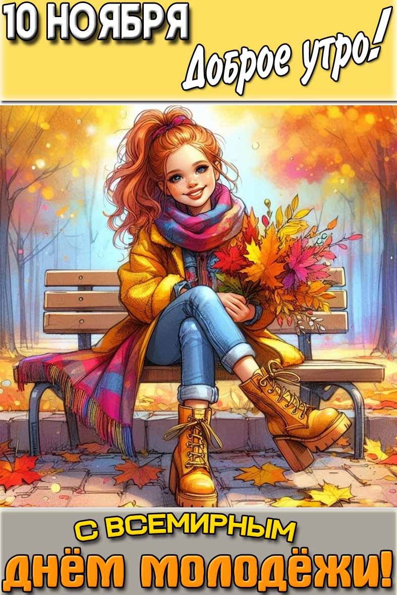 Открытка "10 ноября доброе утро! С Всемирным днём молодёжи!"