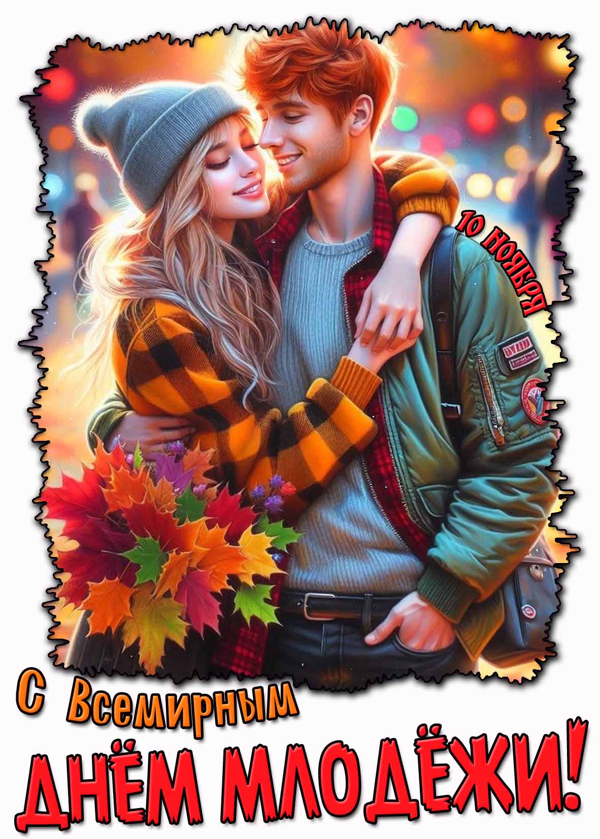 Красивая осенняя картинка с Всемирным с днём молодёжи