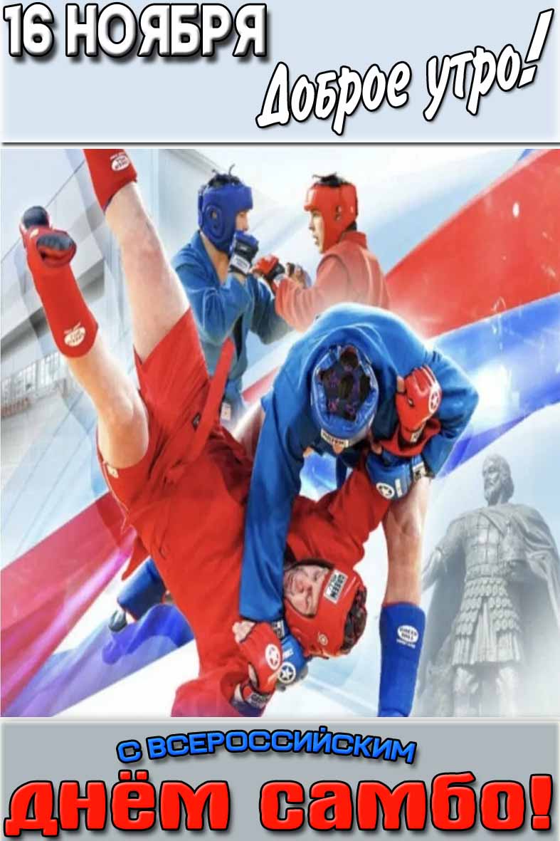 Открытка "16 ноября доброе утро! С Всероссийским днём самбо!"
