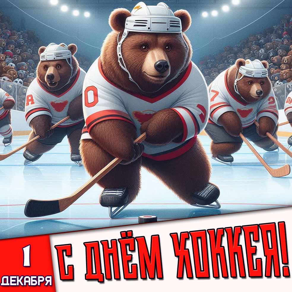 Открытка 1 декабря - с днём хоккея!