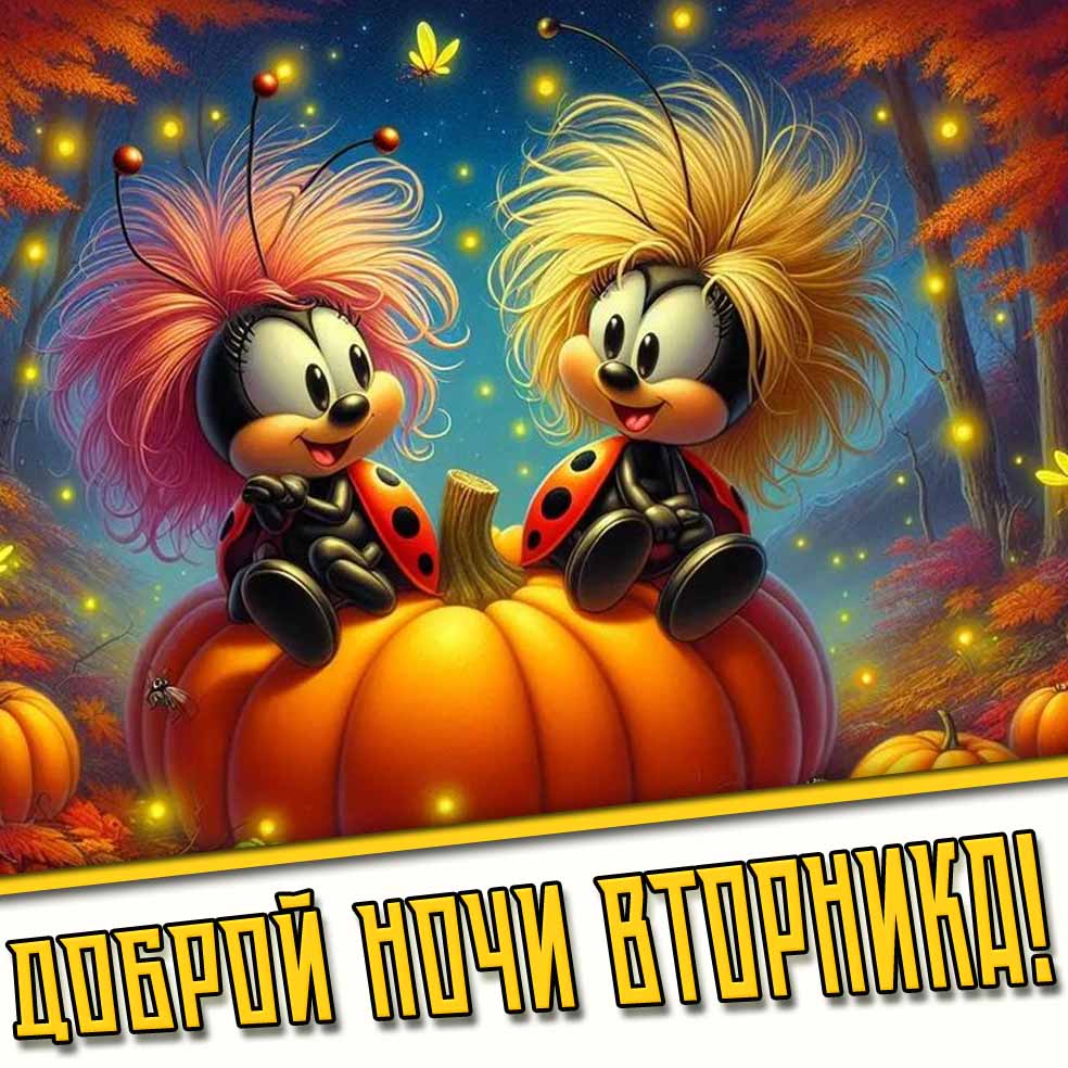 Мультяшная картинка доброй ночи вторника