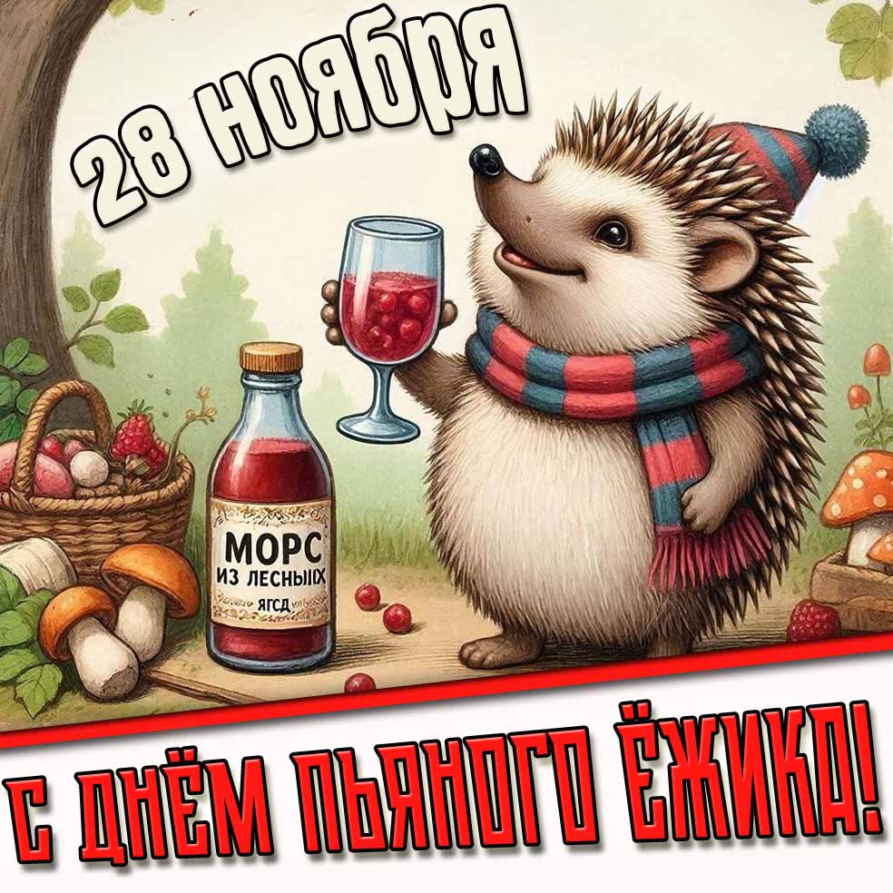 Прикольная картинка с днём пьяного ёжика