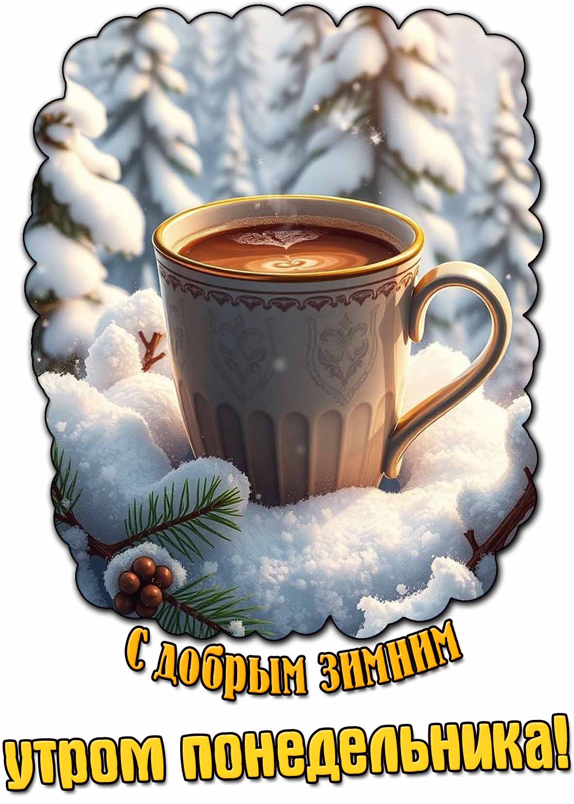 Картинка с добрым зимним утром понедельника