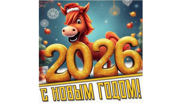 Анимированная gif картинка с новым 2026 годом