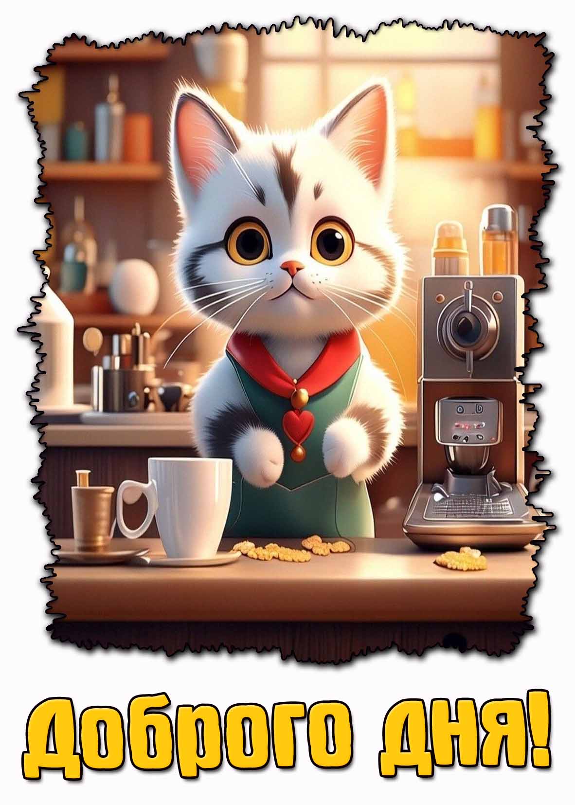 Картинка доброго дня с котиком