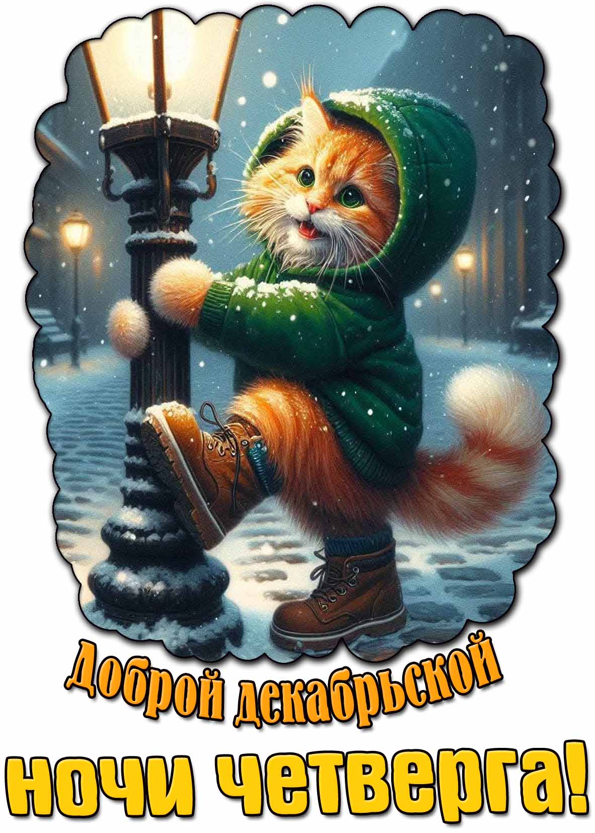 Открытка доброй декабрьской ночи четверга