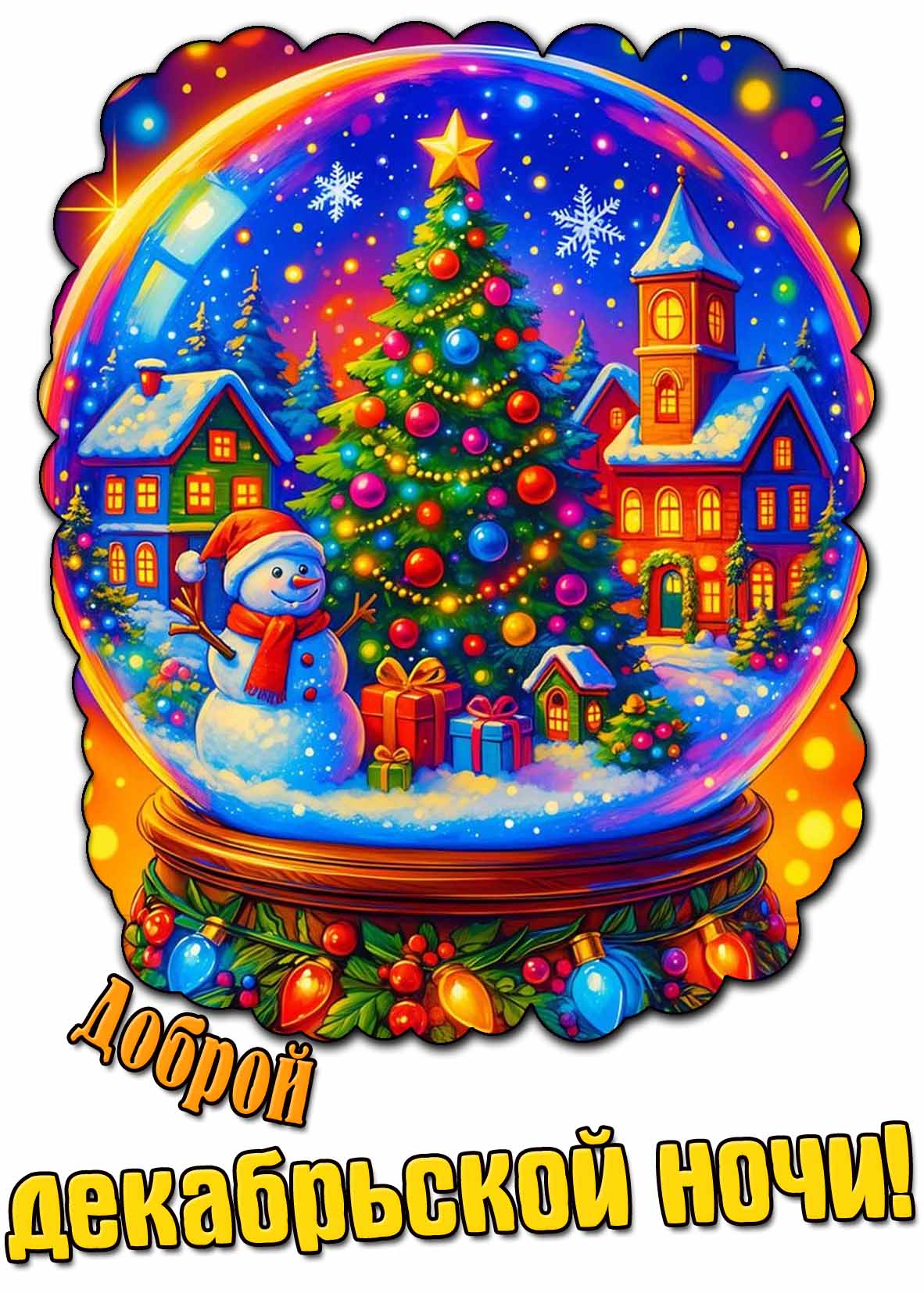 Красивая открытка доброй декабрьской ночи