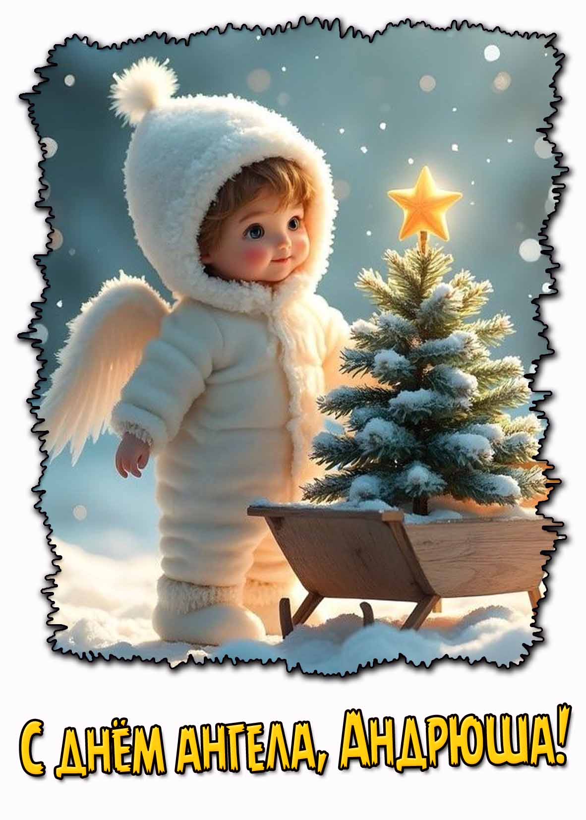 Детская открытка "С днём ангела, Андрюша!"