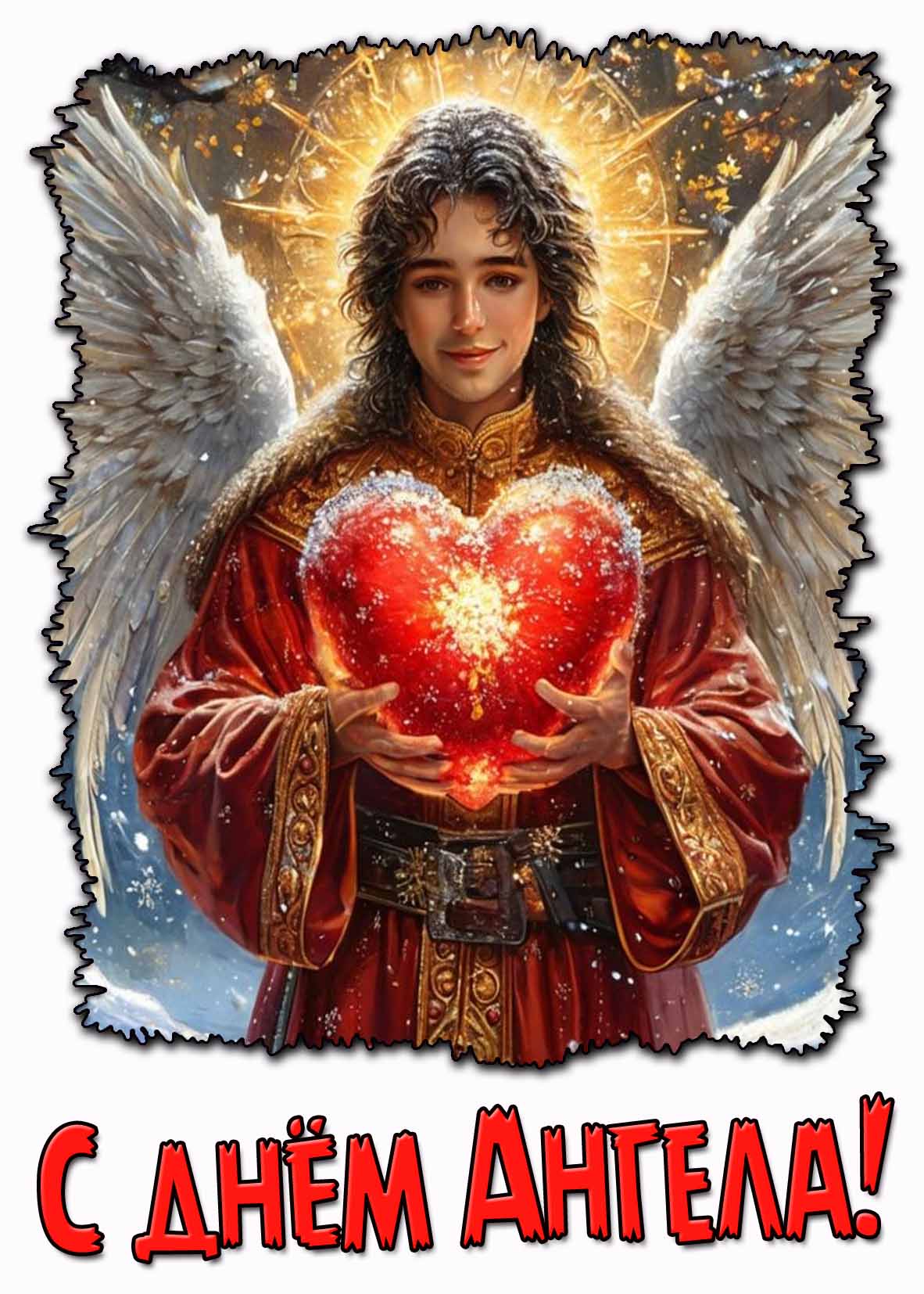 С днём ангела! - зимняя открытка для мужчины