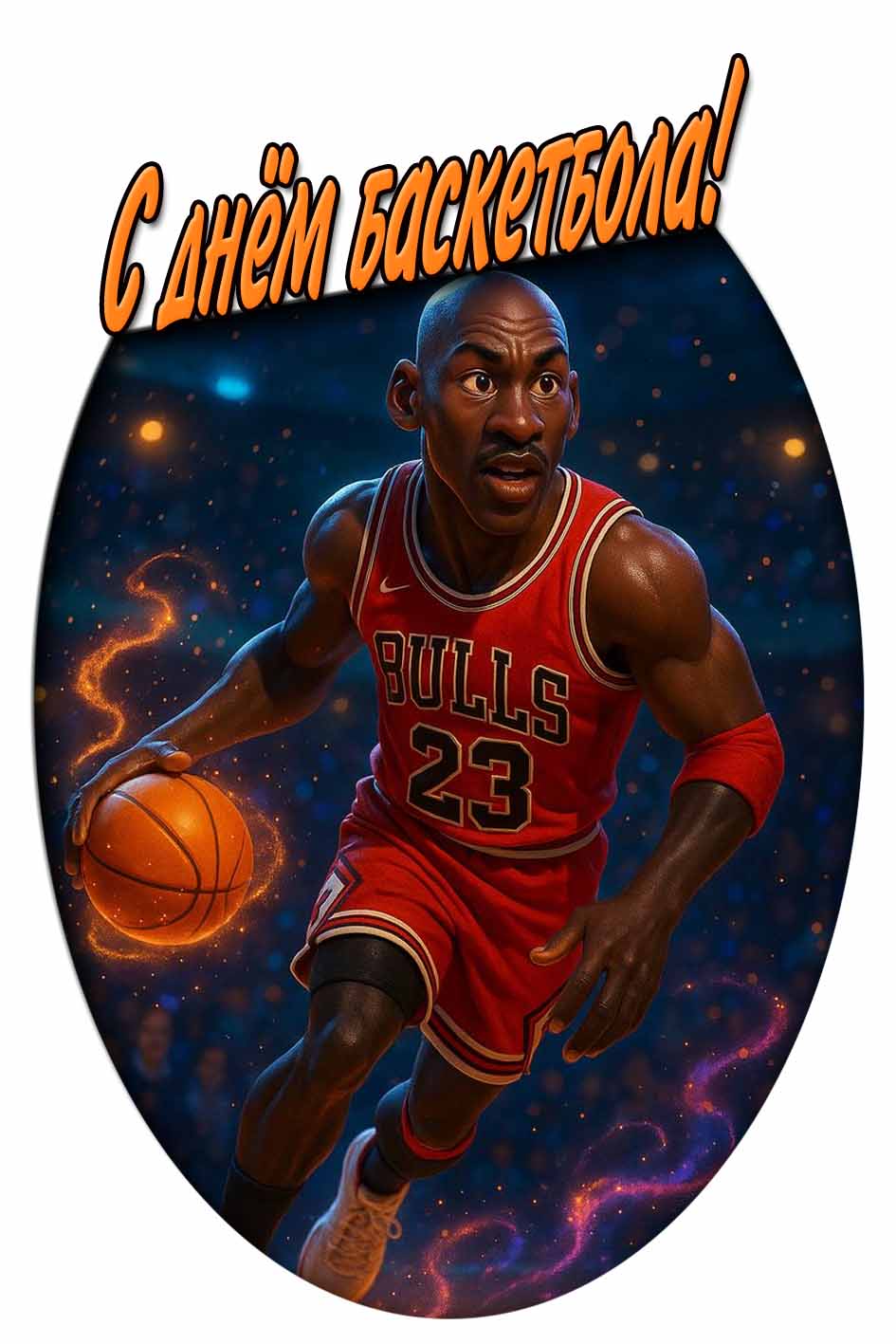 С днём баскетбола! - открытка с Майклом Джорданом