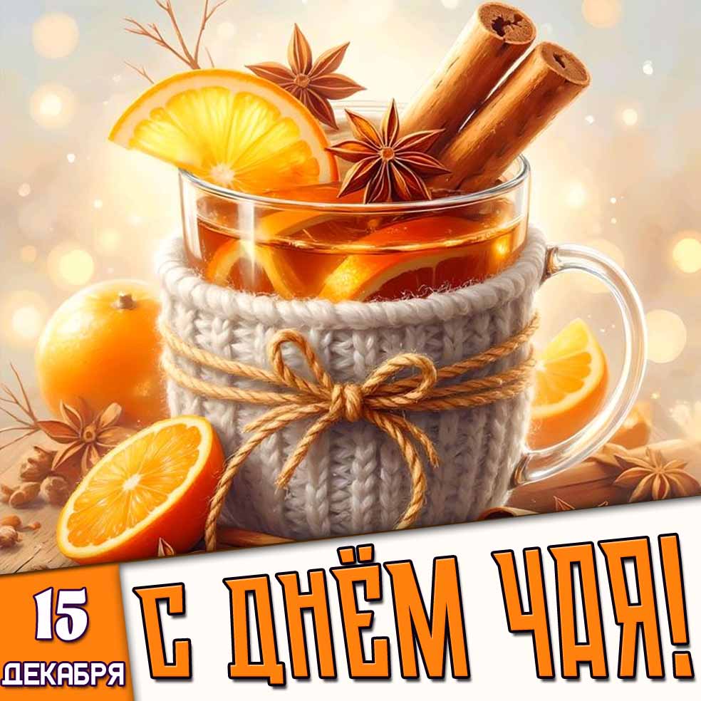 Открытка 15 декабря - С днём чая!