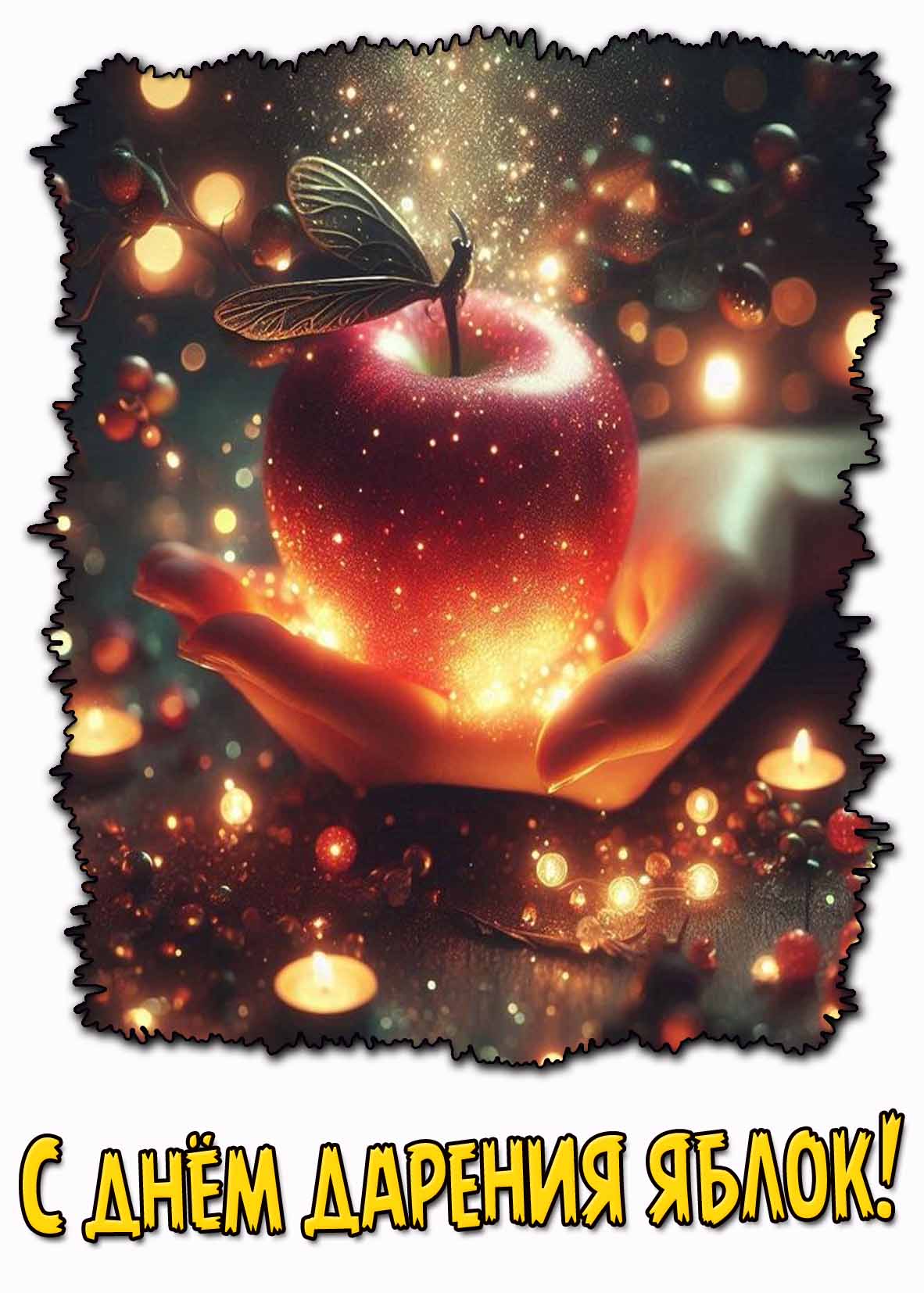 С днём дарения яблок! - красивая открытка