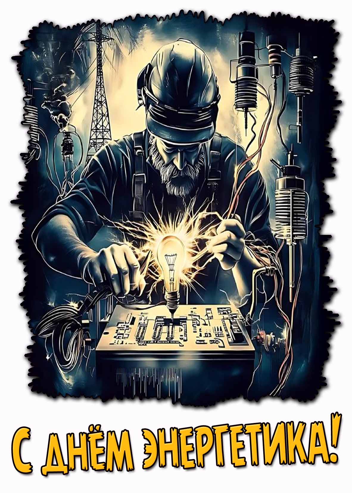 С днём энергетика! - красивая открытка
