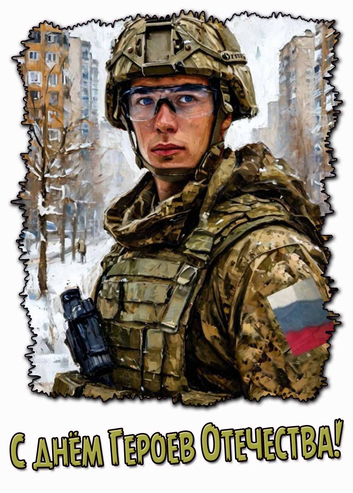 С днём Героев Отечества! - зимняя открытка для солдата на СВО