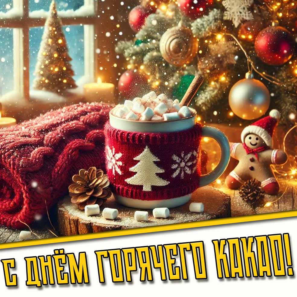 С днём горячего какао! - красивая открытка