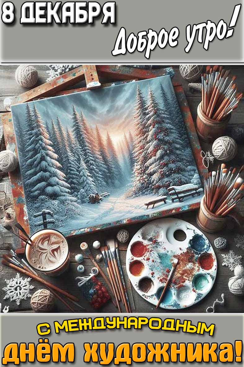 Открытка "8 декабря доброе утро! С Международным днём художника!"