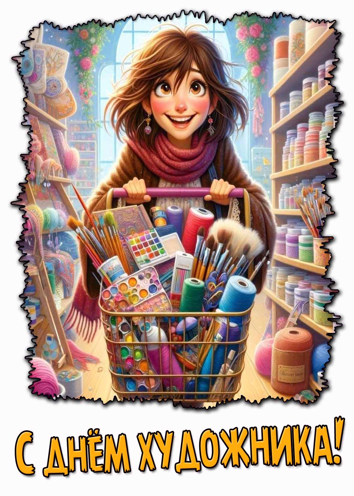 Прикольная открытка с днём художника
