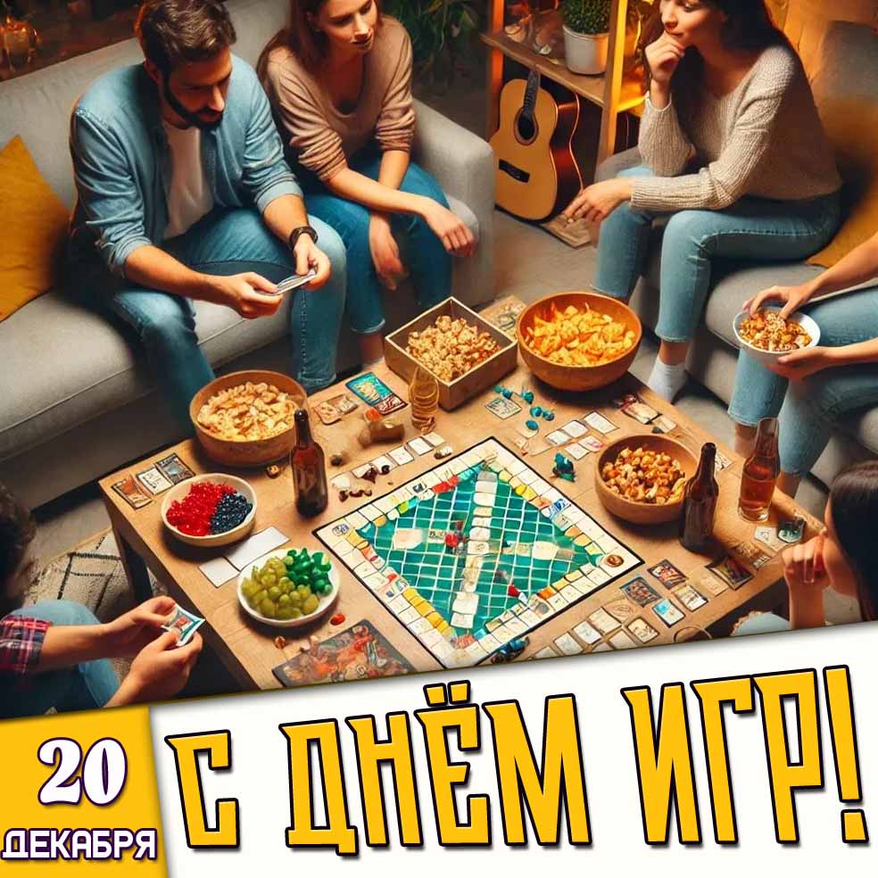 Открытка 20 декабря - с днём игр!
