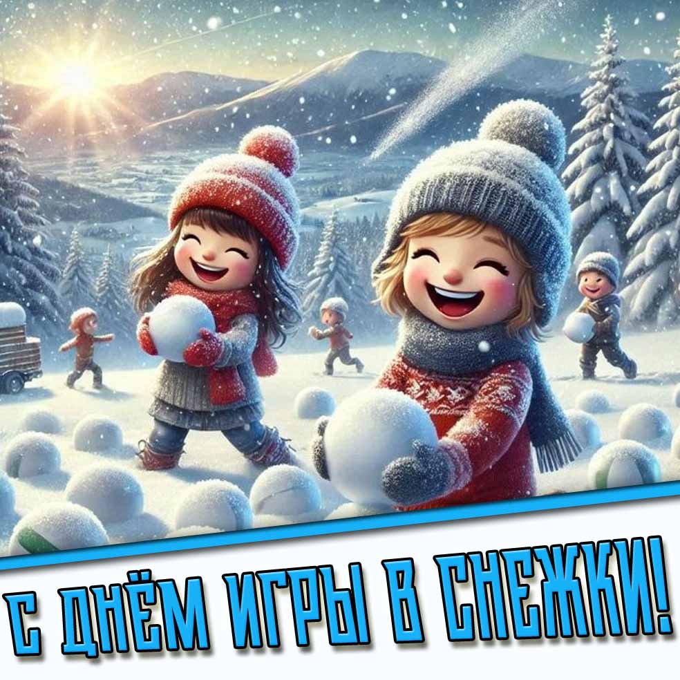 С днём игры в снежки! - прикольная детская открытка