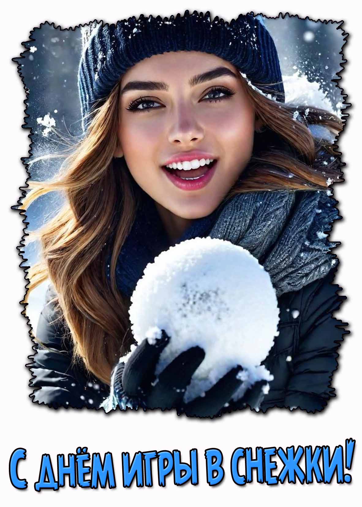 С днём игры в снежки! - картинка с девушкой