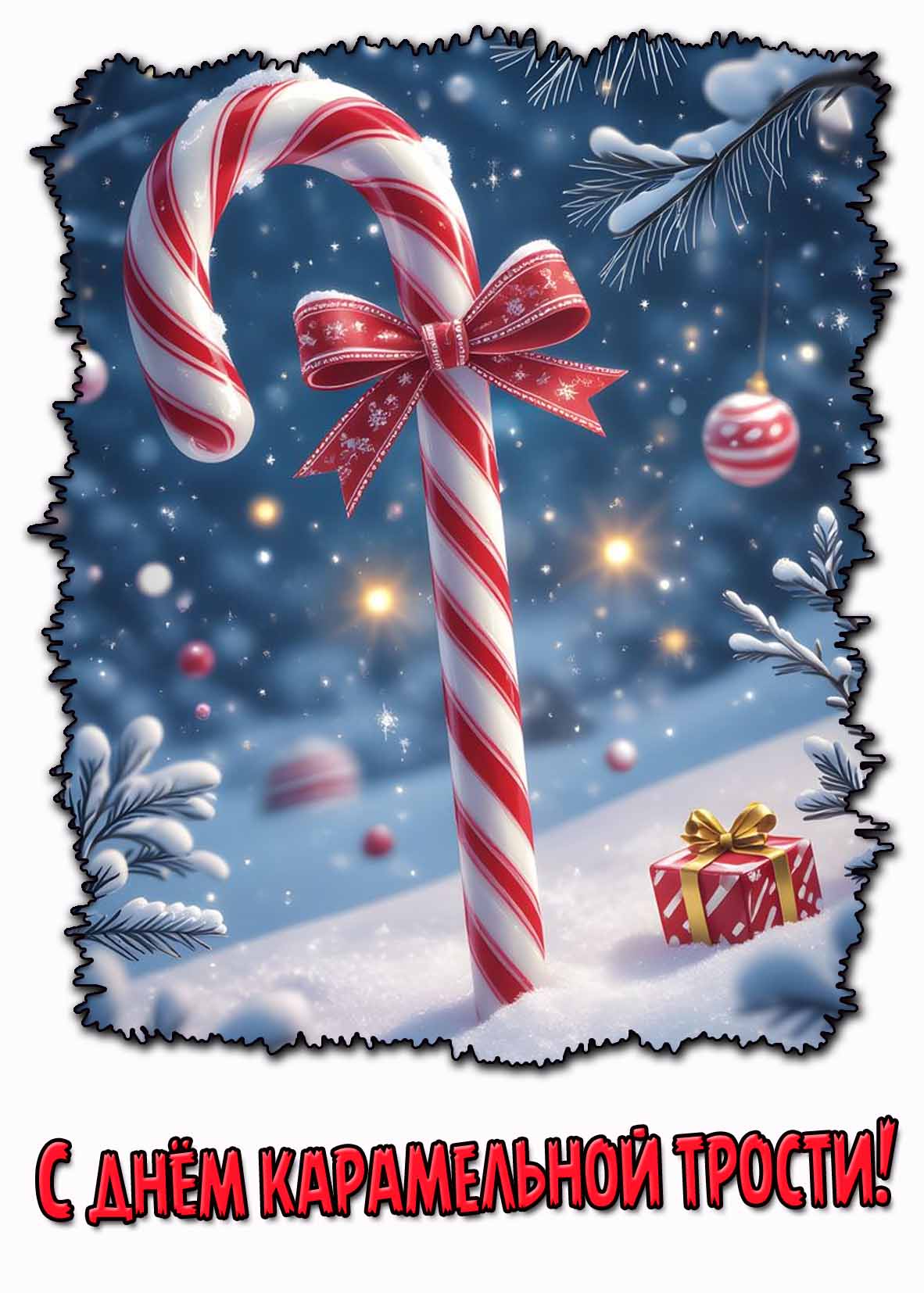 С днём карамельной трости! - зимняя открытка