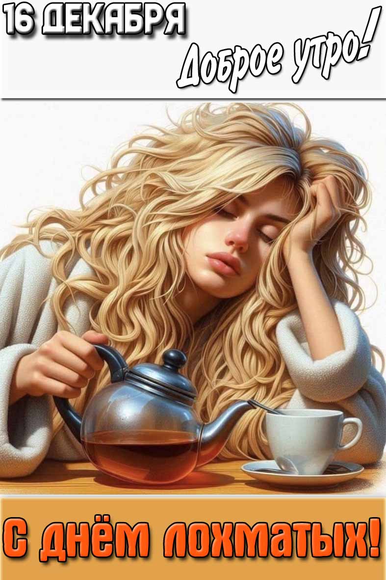 Открытка "16 декабря доброе утро! С днём лохматых!"