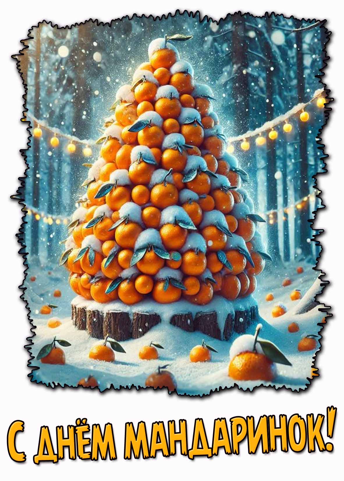 С днём мандаринок! - зимняя картинка